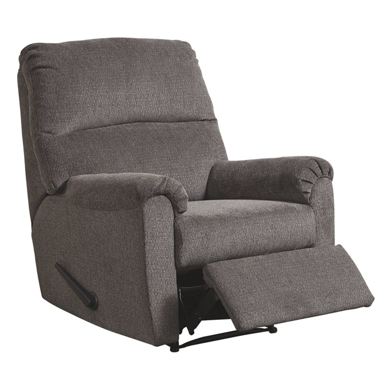 Bowery Hill Contemporary Fabric Zero Wall Recliner in Gray Finish