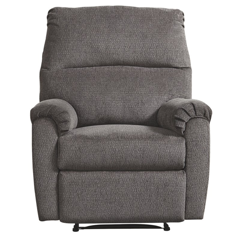 Bowery Hill Contemporary Fabric Zero Wall Recliner in Gray Finish
