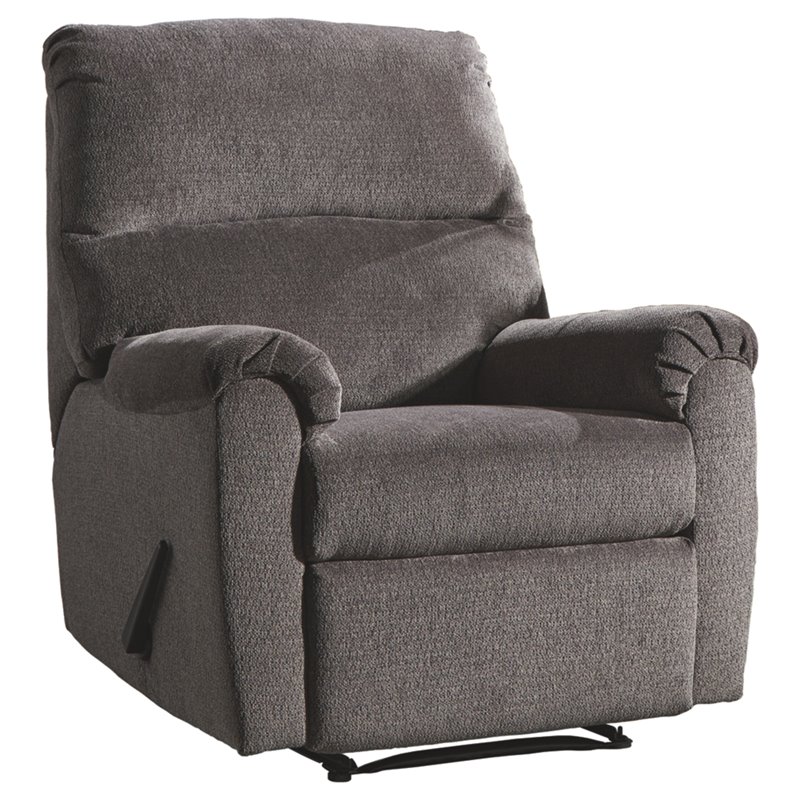 Bowery Hill Contemporary Fabric Zero Wall Recliner in Gray Finish