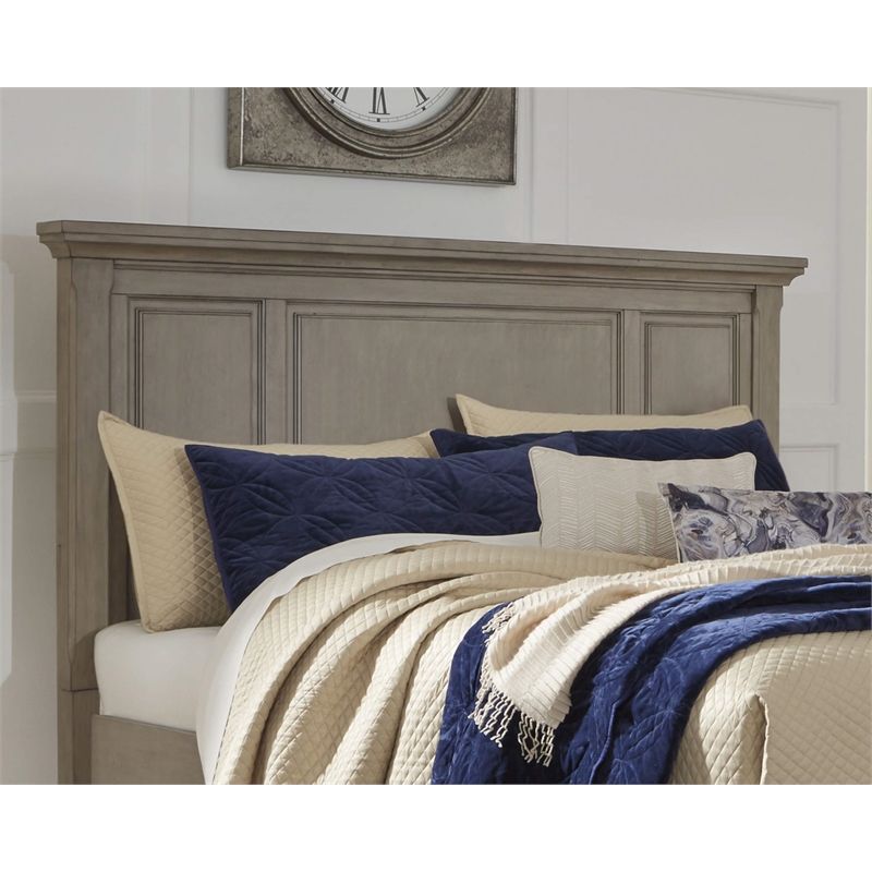 Bowery Hill Modern Wood Queen Panel Headboard in Light Gray Finish