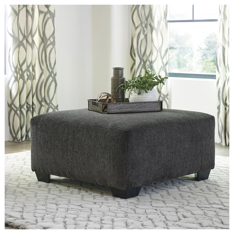 Bowery Hill Contemporary Fabric Gray Oversized Accent Ottoman