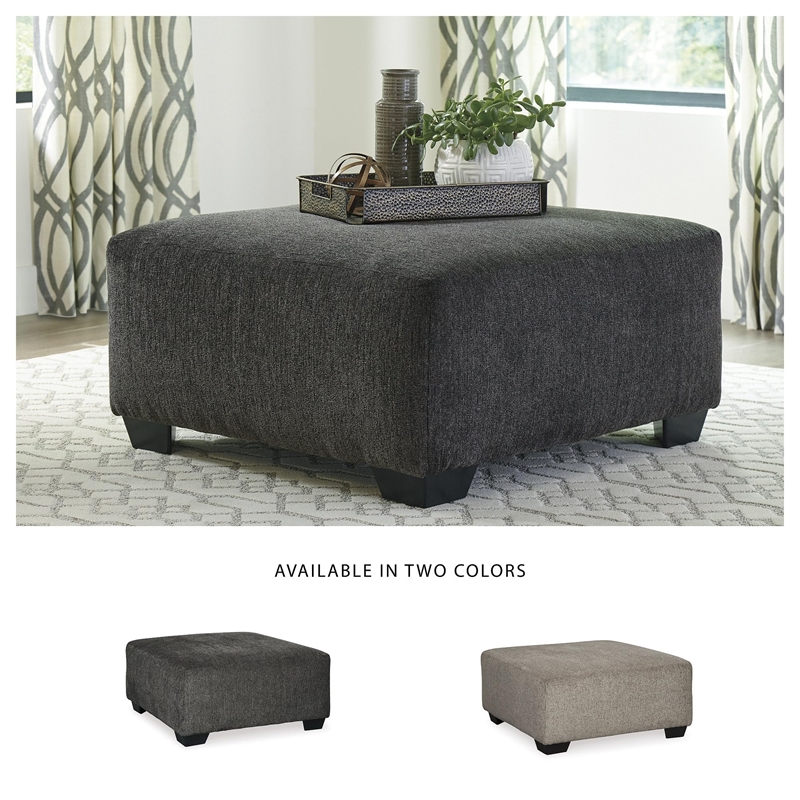 Bowery Hill Contemporary Fabric Gray Oversized Accent Ottoman
