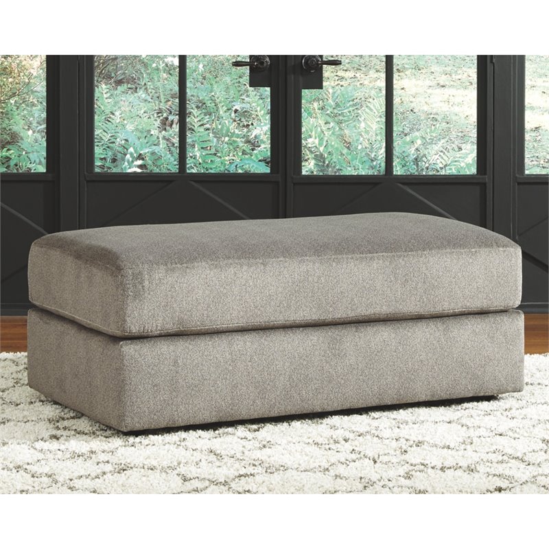 Bowery Hill Contemporary Fabric Gray Oversized Accent Ottoman