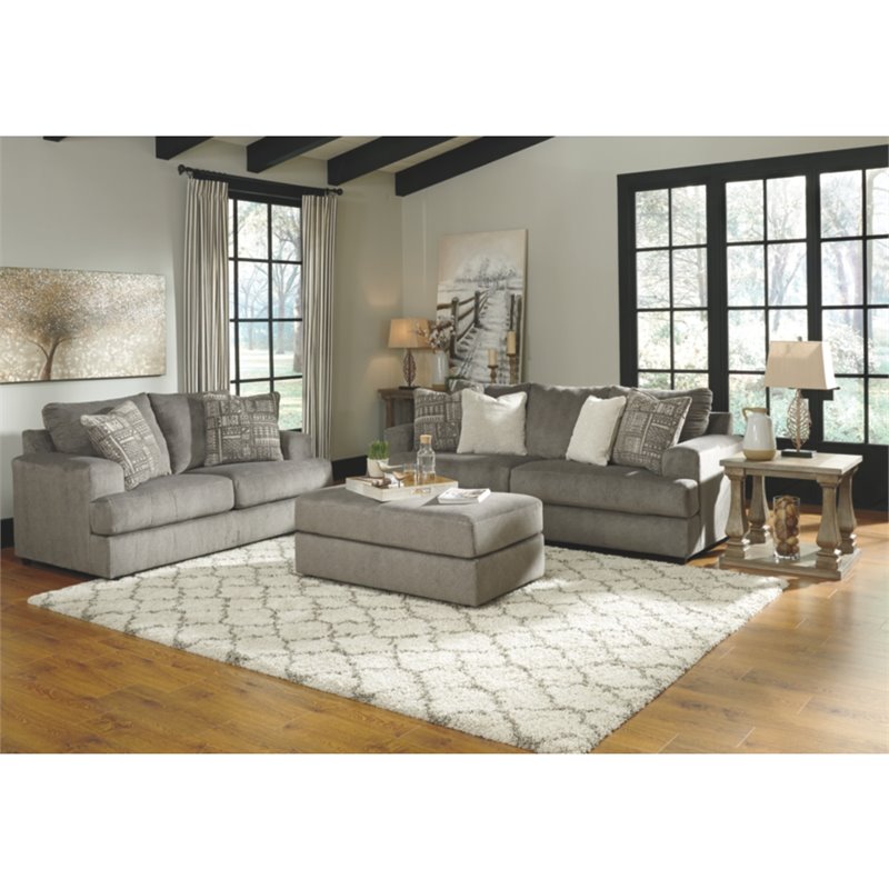 Bowery Hill Contemporary Fabric Gray Oversized Accent Ottoman