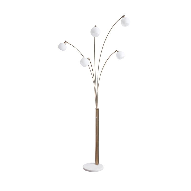 Bowery Hill Contemporary Metal Arc Lamp in Champagne and White