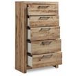 Bowery Hill Contemporary 5-Drawer Wood Chest in Tan/Golden Rustic