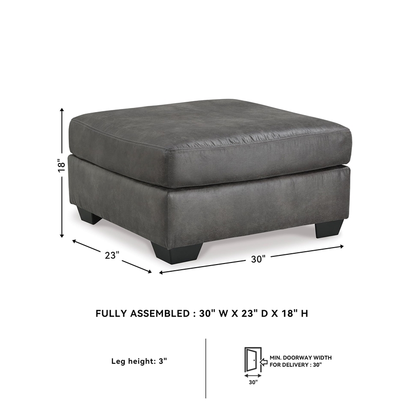 Bowery Hill Contemporary Faux Leather Upholstered Ottoman in Gray & Black