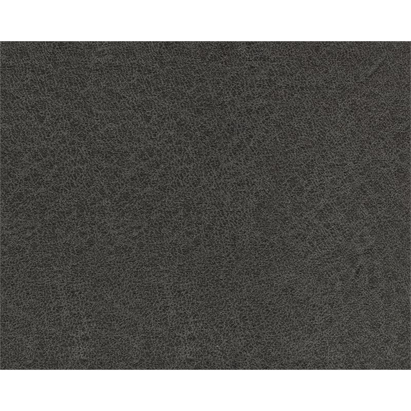 Bowery Hill Contemporary Faux Leather Upholstered Ottoman in Gray & Black