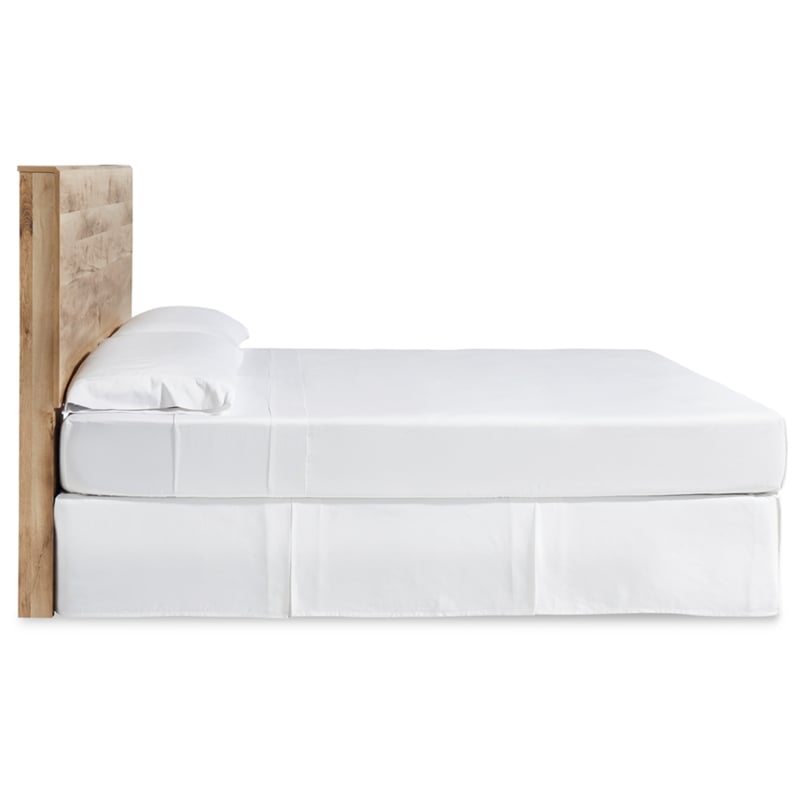 Bowery Hill Contemporary Wood King Panel Headboard in Tan/Golden Rustic