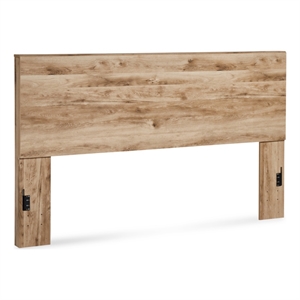 Bowery Hill Contemporary Wood King Panel Headboard in Tan/Golden Rustic