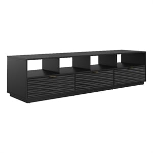 Bowery Hill Modern Engineered Wood 80&quot Credenza in Black Finish
