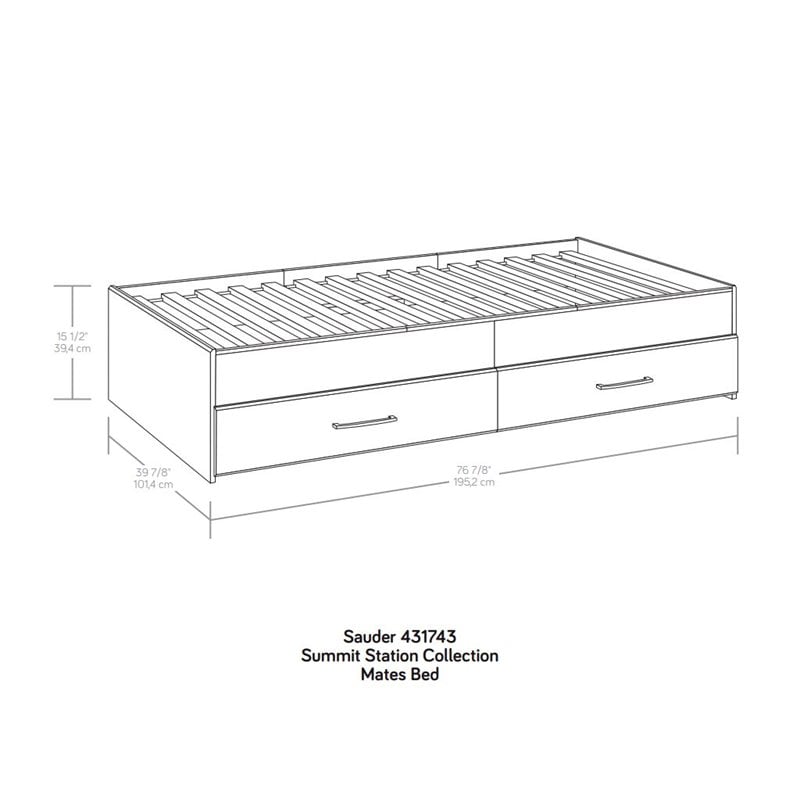Bowery Hill Modern Engineered Wood Twin Mates Bed in Pebble Pine