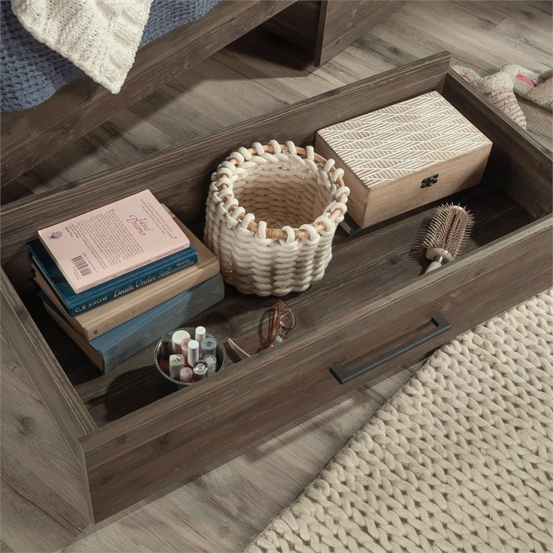 Bowery Hill Modern Engineered Wood Twin Mates Bed in Pebble Pine