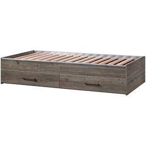 Bowery Hill Modern Engineered Wood Twin Mates Bed in Pebble Pine