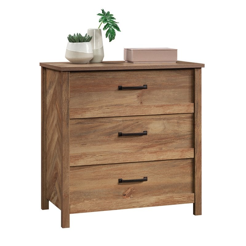 Bowery Hill 3-Drawer Farmhouse Engineered Wood Chest in Brown