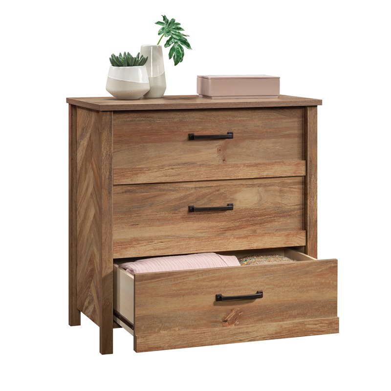 Bowery Hill 3-Drawer Farmhouse Engineered Wood Chest in Brown