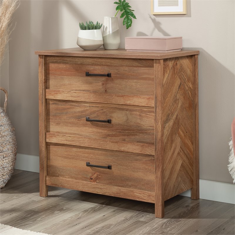 Bowery Hill 3-Drawer Farmhouse Engineered Wood Chest in Brown