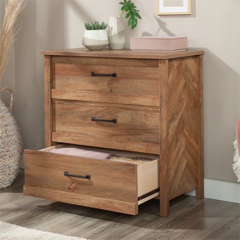 Bowery Hill 3-Drawer Farmhouse Engineered Wood Chest in Brown