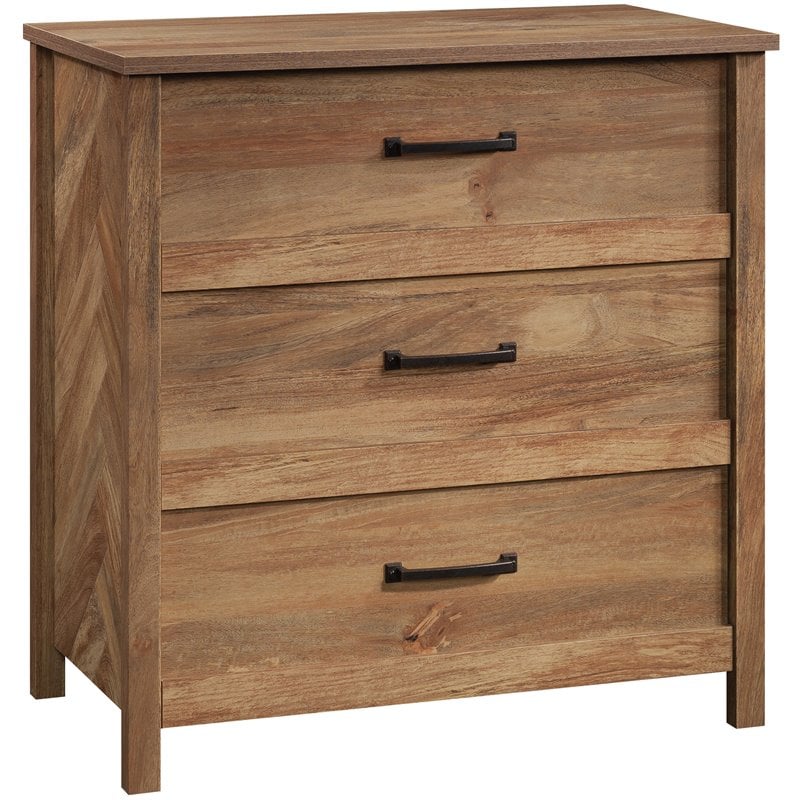 Bowery Hill 3-Drawer Farmhouse Engineered Wood Chest in Brown