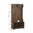 Bowery Hill Wood Hall Tree and Shoe Bench in Dark Walnut Finish
