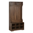 Bowery Hill Wood Hall Tree and Shoe Bench in Dark Walnut Finish