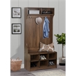 Bowery Hill Wood Hall Tree and Shoe Bench in Dark Walnut Finish