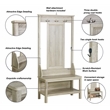 Bowery Hill Contemporary Wood Hall Tree And Shoe Bench in Gray