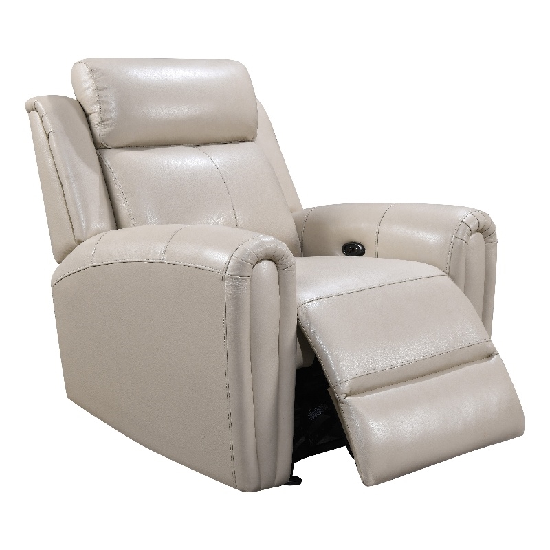 Bowery Hill Modern Geuine Leather & Hardwood Recliner Chair in Cream