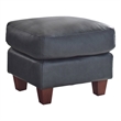 Bowery Hill Contemporary Geuine Leather Ottoman in Taupe Gray
