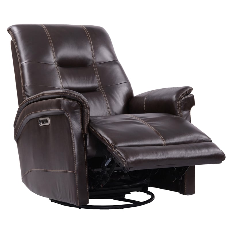 Bowery Hill Transitional Leather Recliner with Footrest in Verona Coffee
