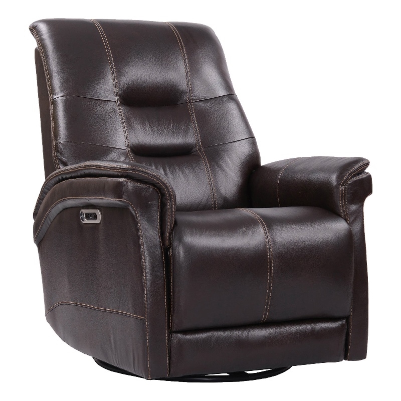 Bowery Hill Transitional Leather Recliner with Footrest in Verona Coffee