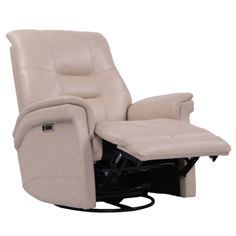 Bowery Hill Leather Power Cordless Swivel Glider Recliner in Pink