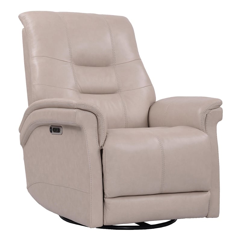 Bowery Hill Leather Power Cordless Swivel Glider Recliner in Pink