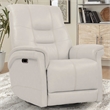 Bowery Hill Leather Power Cordless Swivel Glider Recliner in Ivory