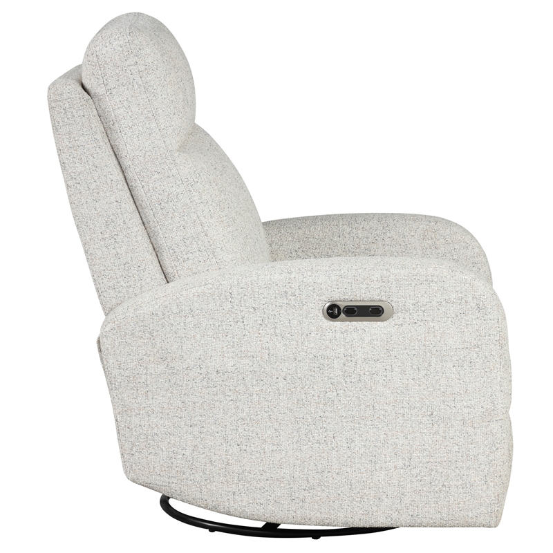 Bowery Hill Fabric Power Swivel Glider Recliner in Cream