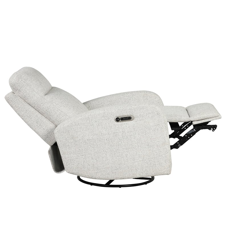 Bowery Hill Fabric Power Swivel Glider Recliner in Cream