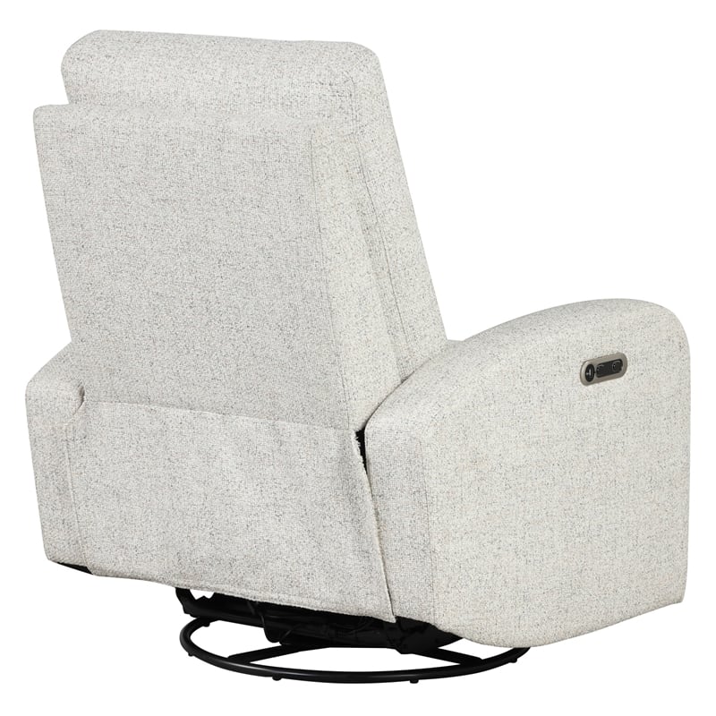 Bowery Hill Fabric Power Swivel Glider Recliner in Cream