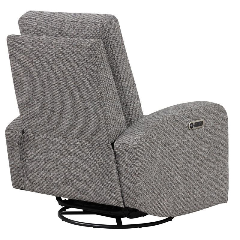 Bowery Hill Leather Power Swivel Glider Recliner in Gray