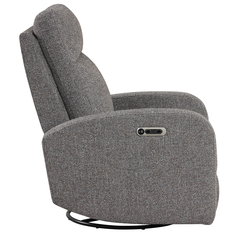 Bowery Hill Leather Power Swivel Glider Recliner in Gray
