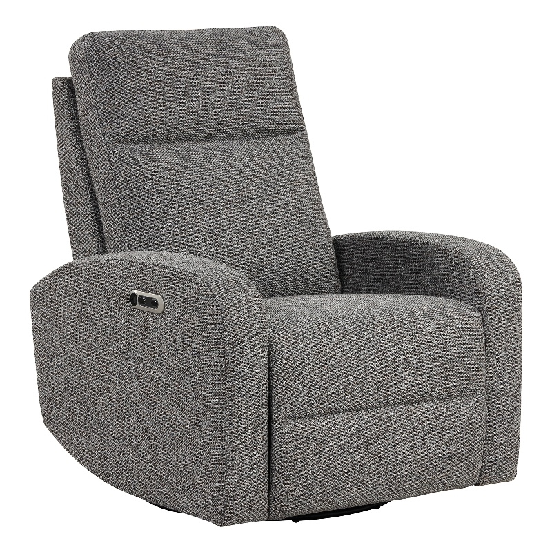 Bowery Hill Leather Power Swivel Glider Recliner in Gray