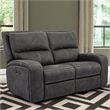 Bowery Hill Contemporary Fabric Power Loveseat in Slate Charcoal