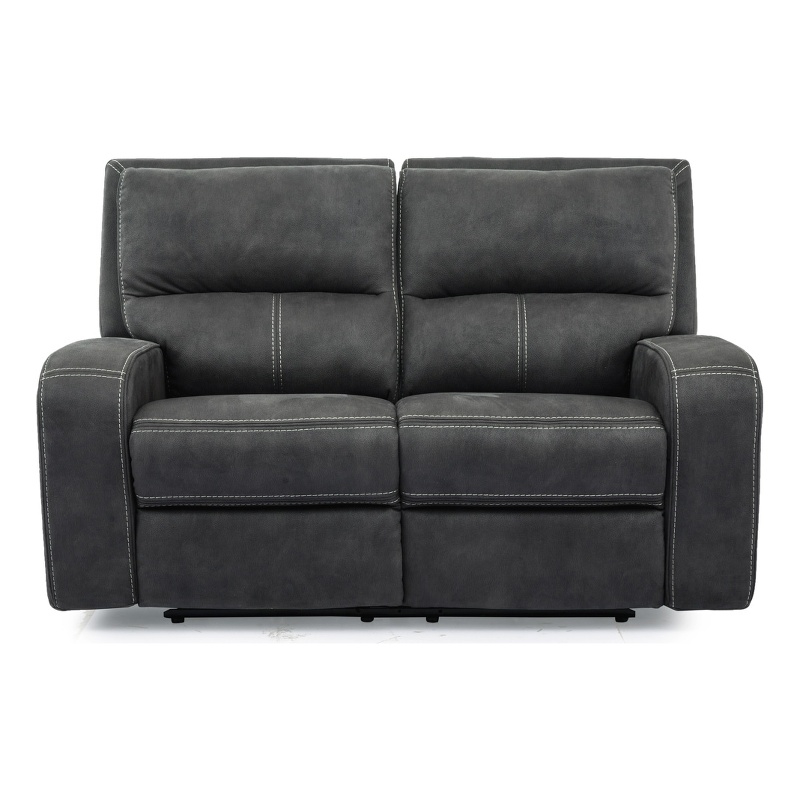 Bowery Hill Contemporary Fabric Power Loveseat in Slate Charcoal