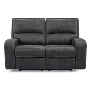Bowery Hill Contemporary Fabric Power Loveseat in Slate Charcoal