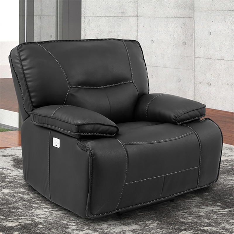 Bowery Hill Contemporary Fabric Power Recliner in Black
