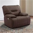 Bowery Hill Contemporary Fabric Power Recliner in Chocolate Brown