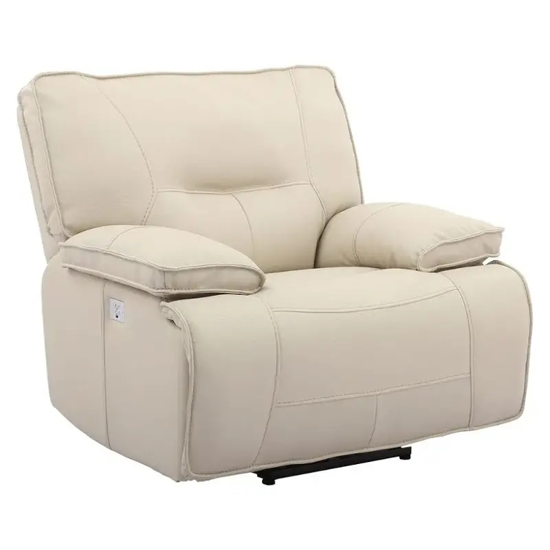 Bowery Hill Contemporary Fabric Power Recliner in Oyster Fossil