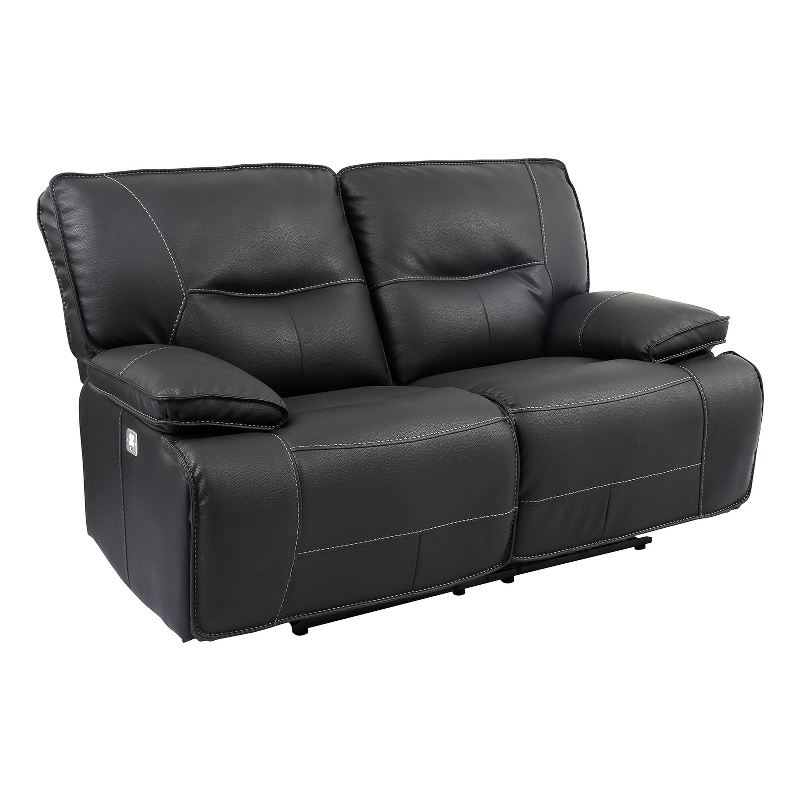 Bowery Hill Contemporary Fabric Power Loveseat in Black