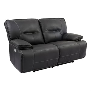 Bowery Hill Contemporary Fabric Power Loveseat in Black