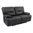 Bowery Hill Contemporary Fabric Power Loveseat in Black