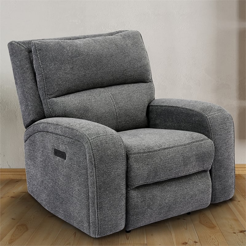 Bowery Hill Contemporary Fabric Power Recliner in Bizmark Gray